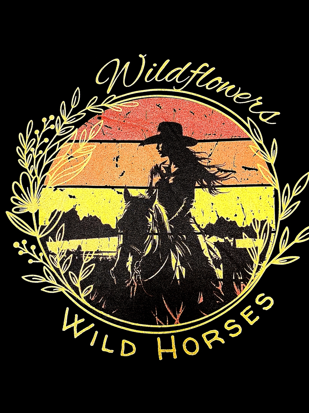 Wildflower Wild Horses Graphic Short Sleeve Tee - Black